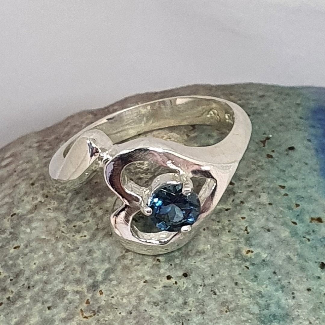 Blue gemstone heart ring - Made in NZ image 1