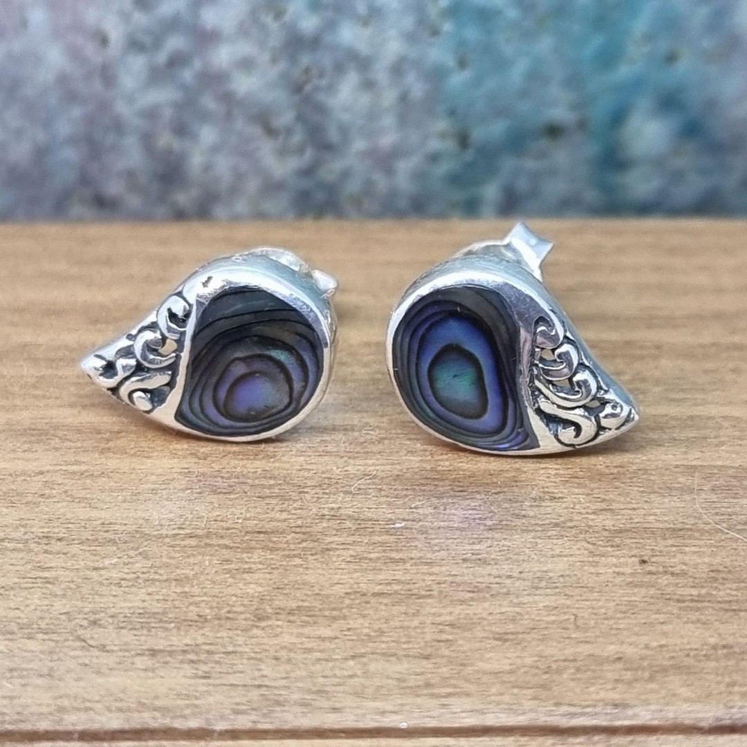 Cute little paua shell stud earrings image 3