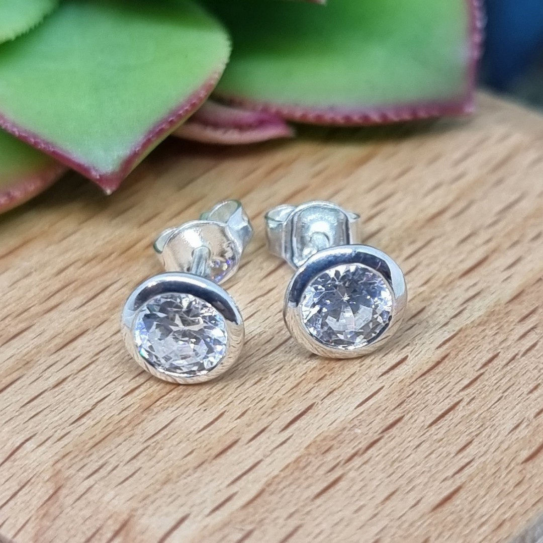 Sterling silver cubic zirconia stud earrings image 0