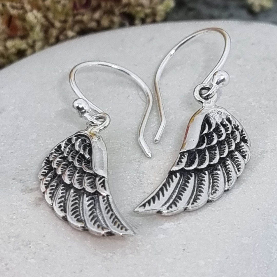 Sterling silver angel wing earrings image 1