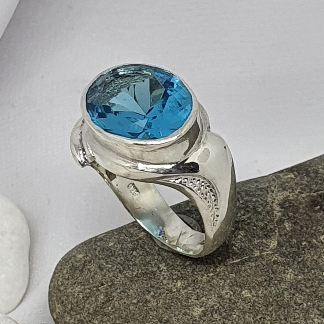 Sterling silver blue topaz ring image 0