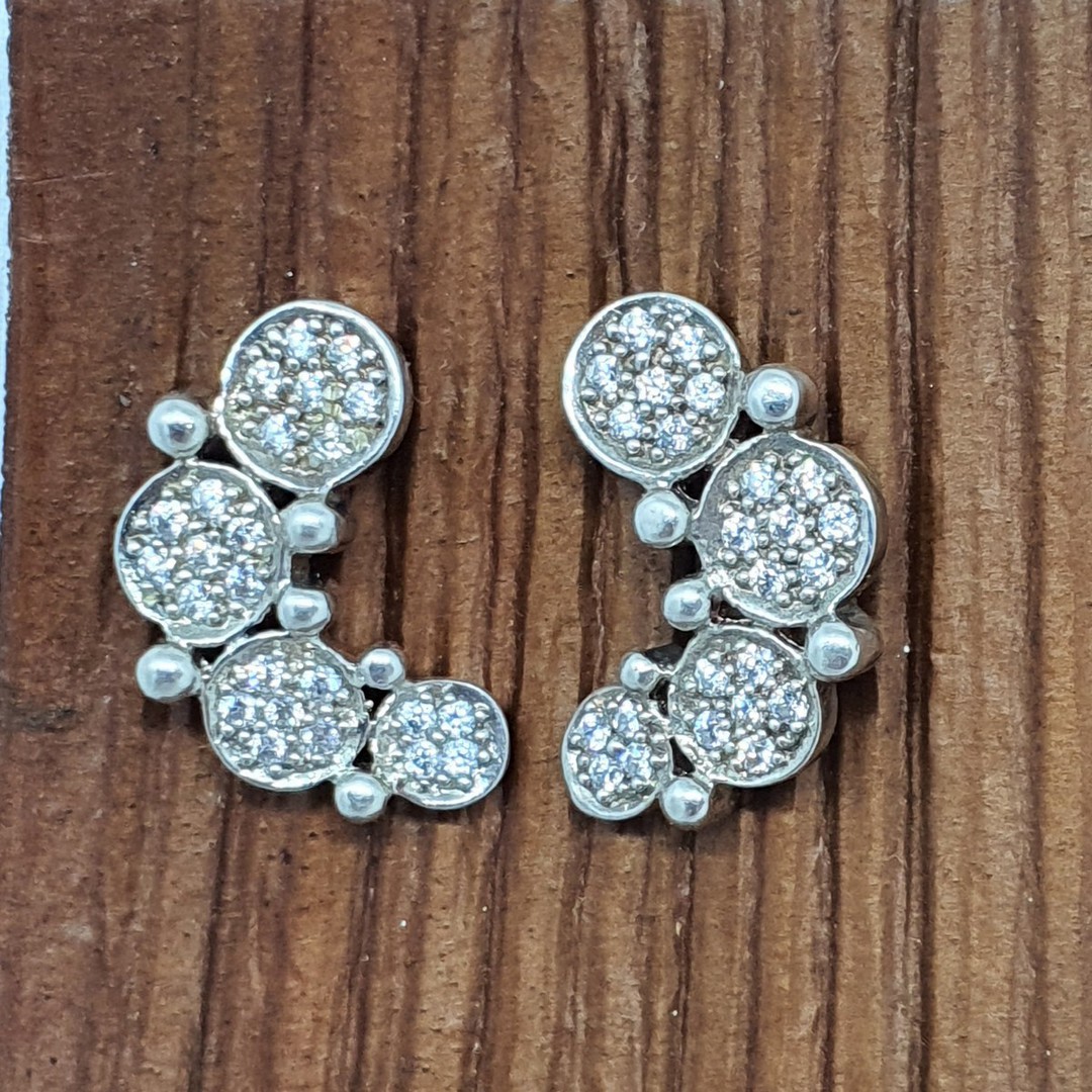 Silver cubic zirconia stud earrings image 1