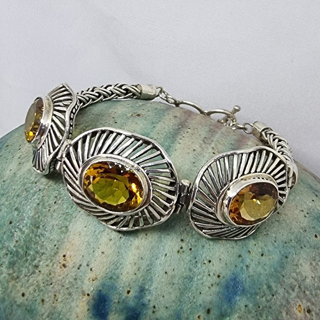 Stunning sterling silver bracelet with citrine gemstones image 3