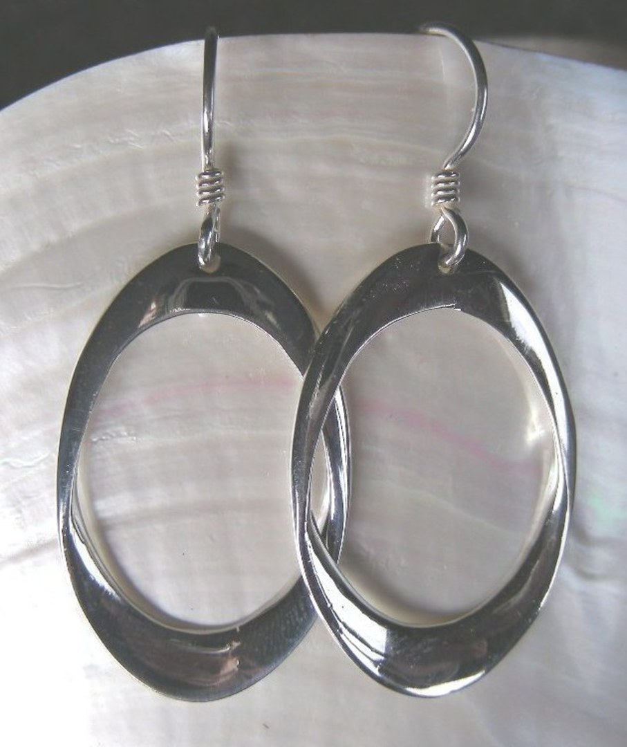 Sterling silver hooked hoop earrings image 2
