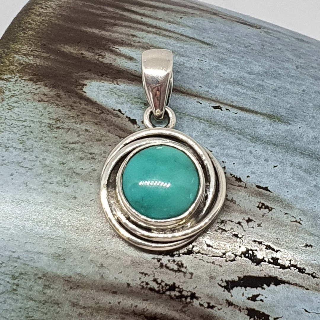 Small silver turquoise pendant image 2
