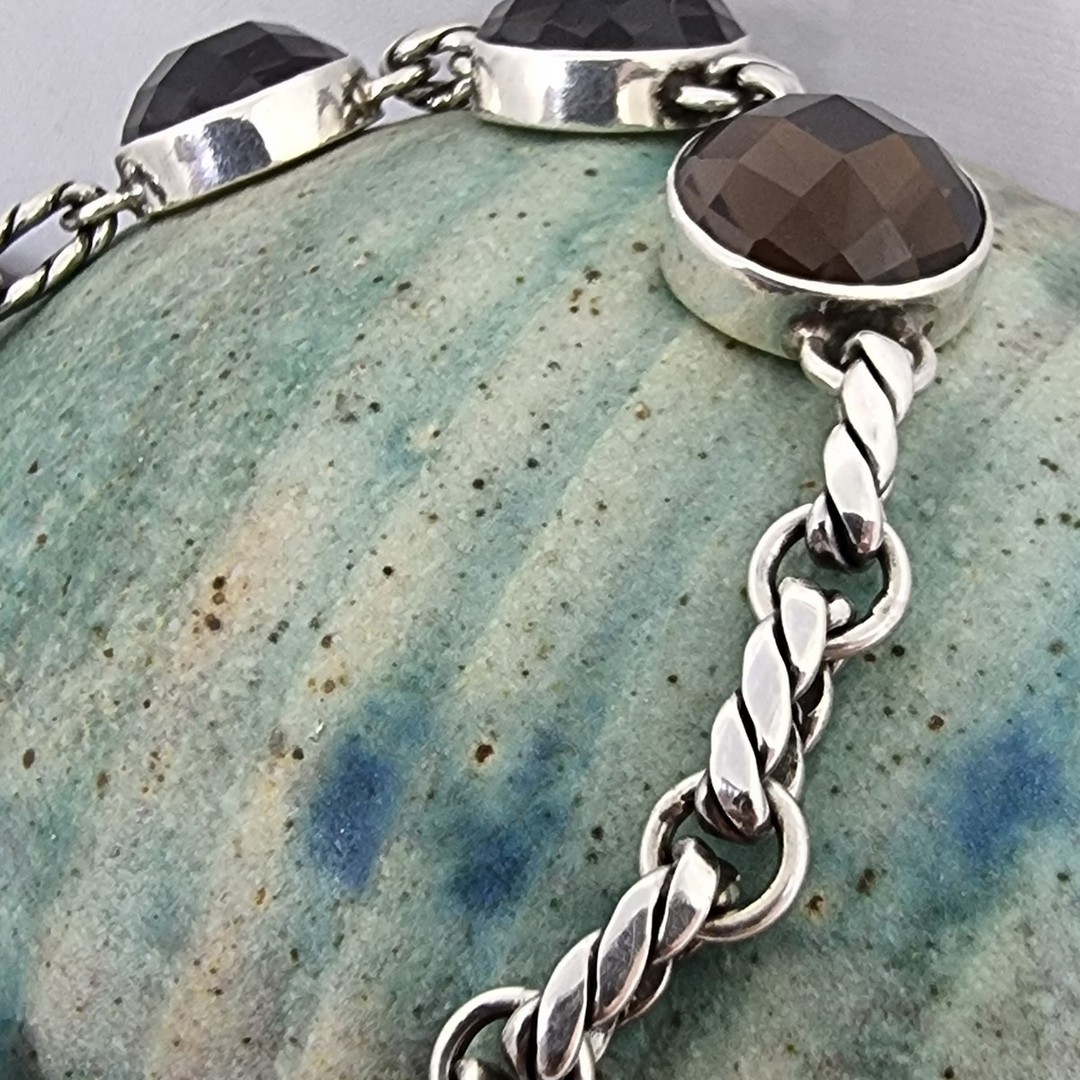 Sterling silver smoky quartz gemstone bracelet image 5