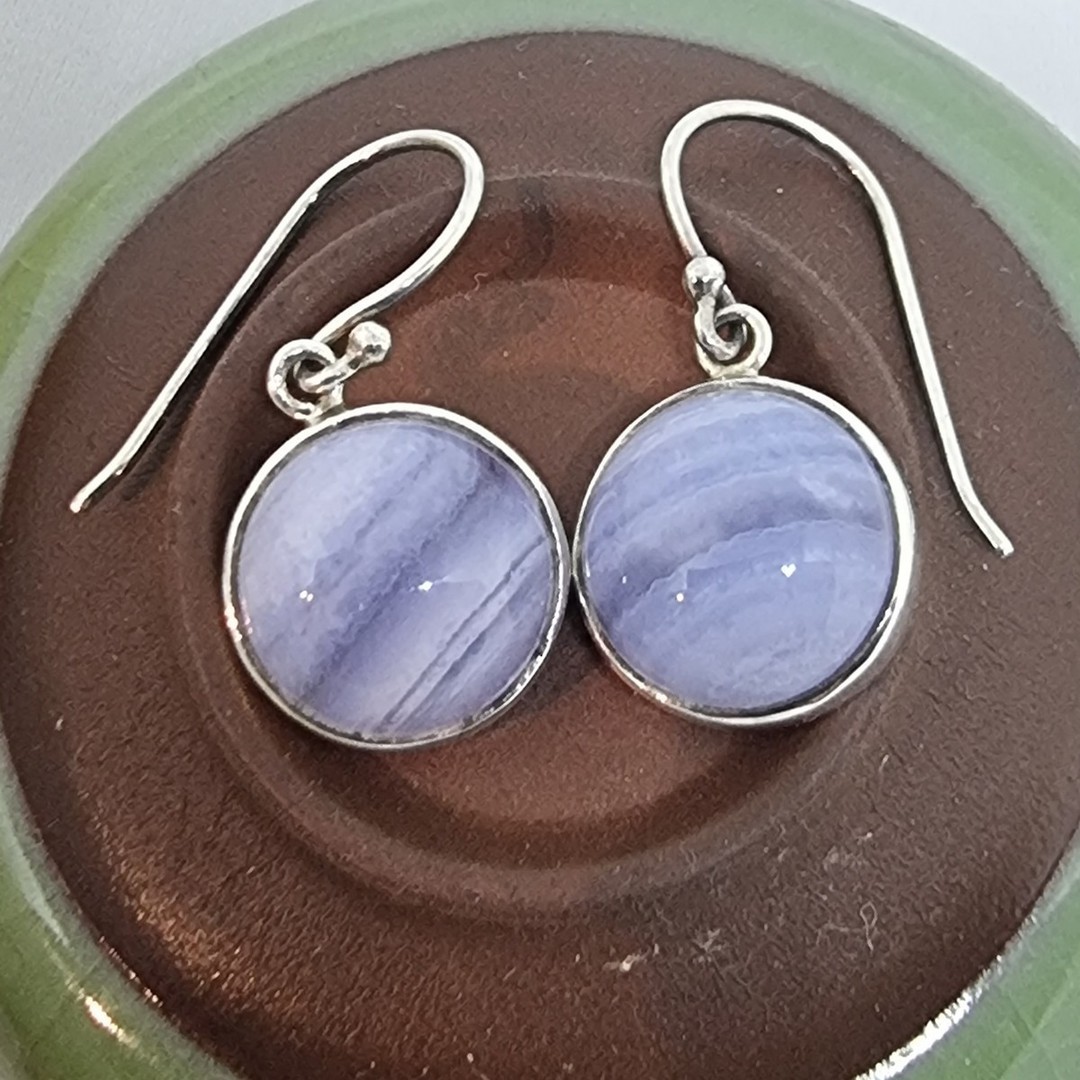 Sterling silver blue lace agate earrings image 1