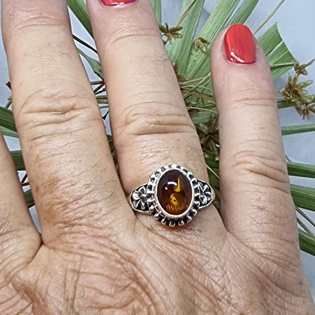 Sterling silver amber ring image 3
