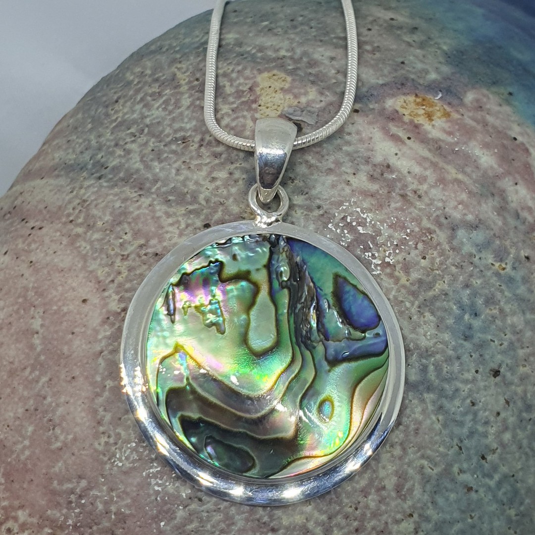Silver paua shell pendant image 1