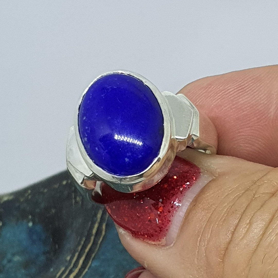 Sterling silver oval lapis lazuli ring, made in NZ image 2