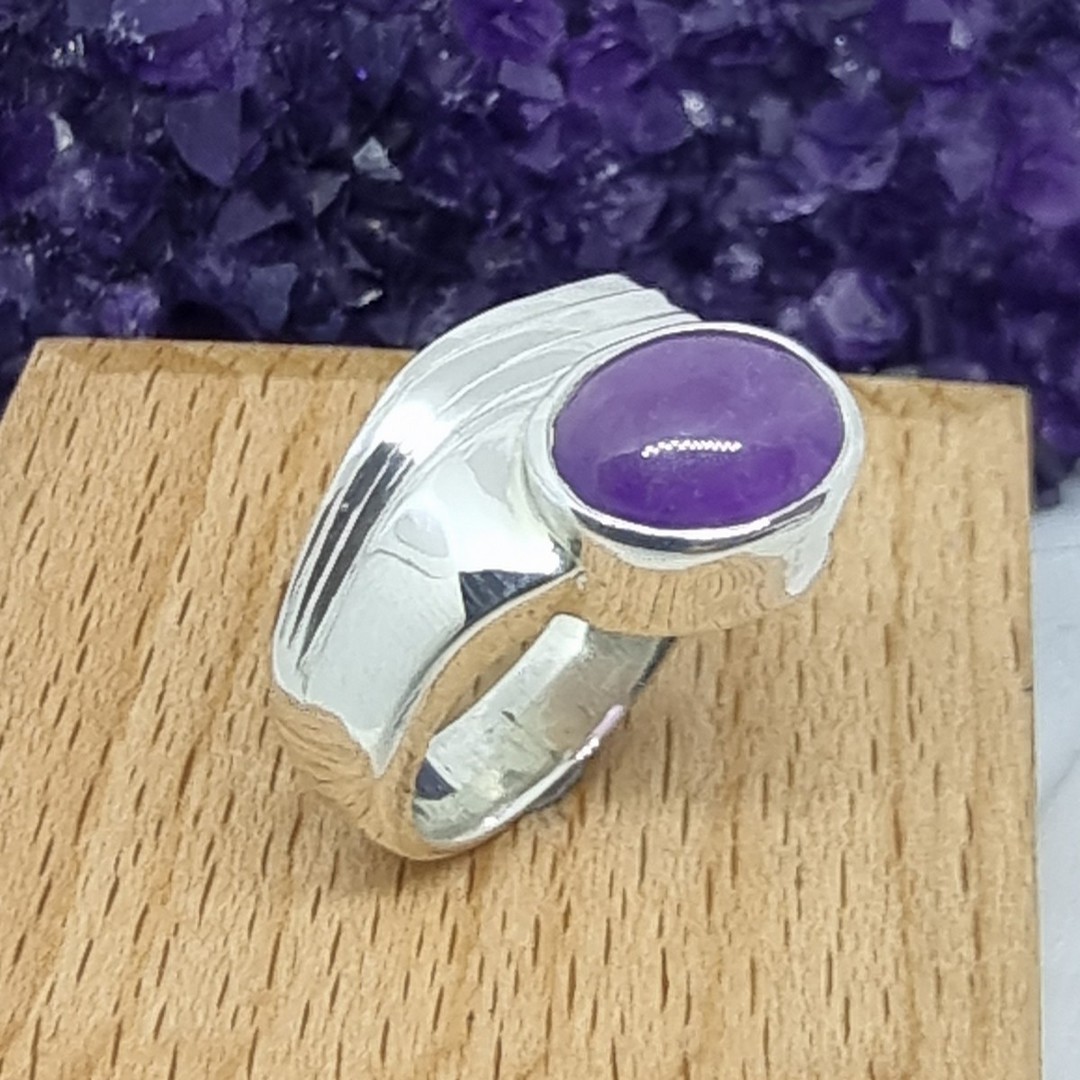 Sterling silver natural amethyst ring, made in NZ image 1