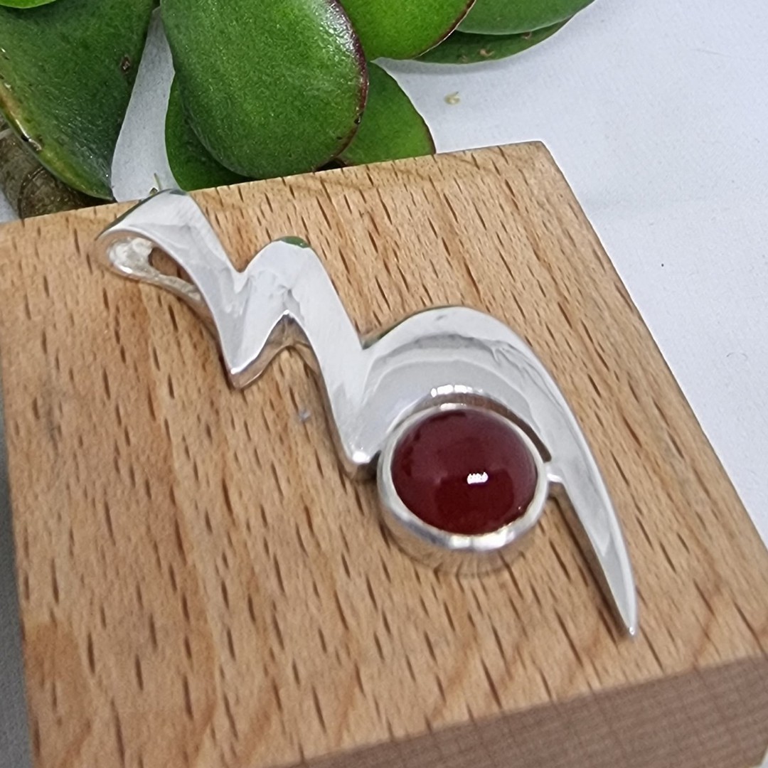 NZ made silver carnelian pendant image 3