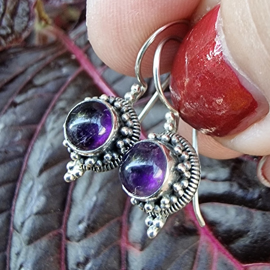 Sterling silver amethyst earrings - one pair left image 0