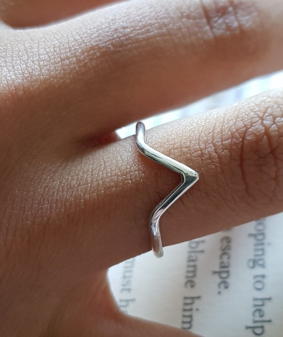 Sterling silver stacking ring with triangle image 1