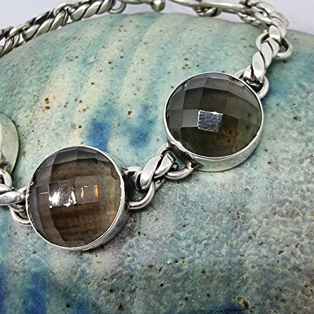 Sterling silver smoky quartz gemstone bracelet image 2