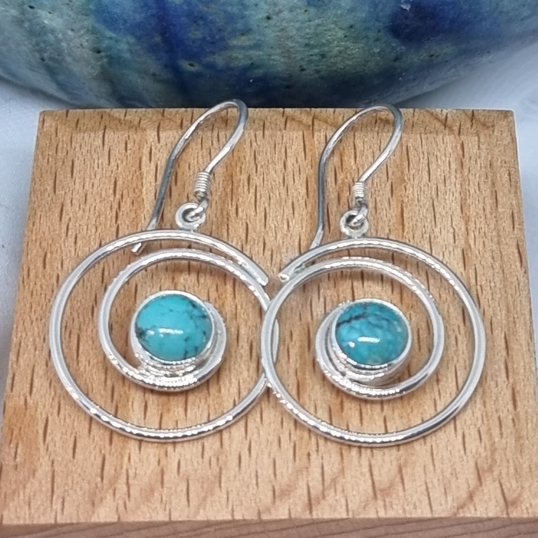 Turquoise sterling silver spiral earrings image 0