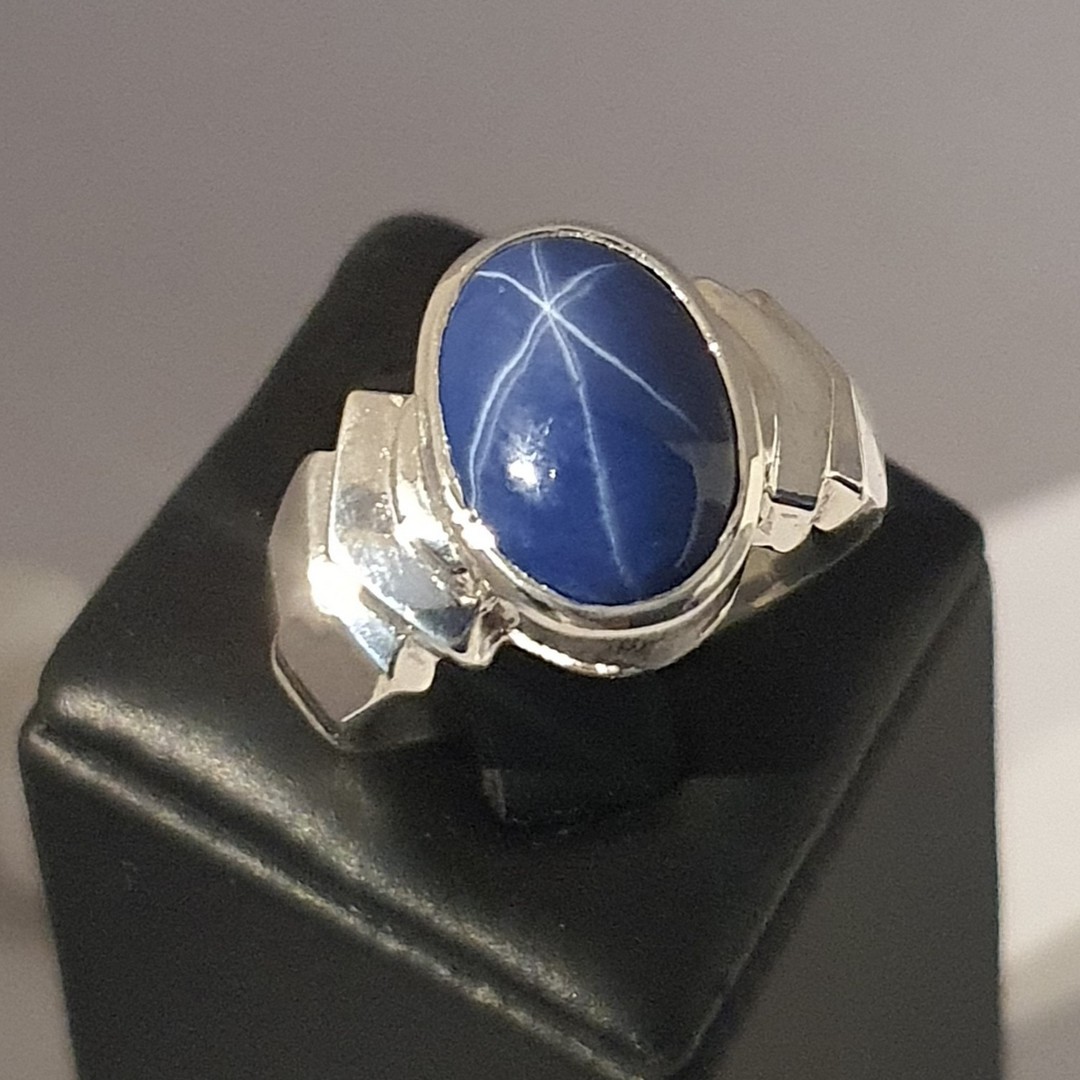 Sterling silver blue star sapphire ring - made in NZ image 0