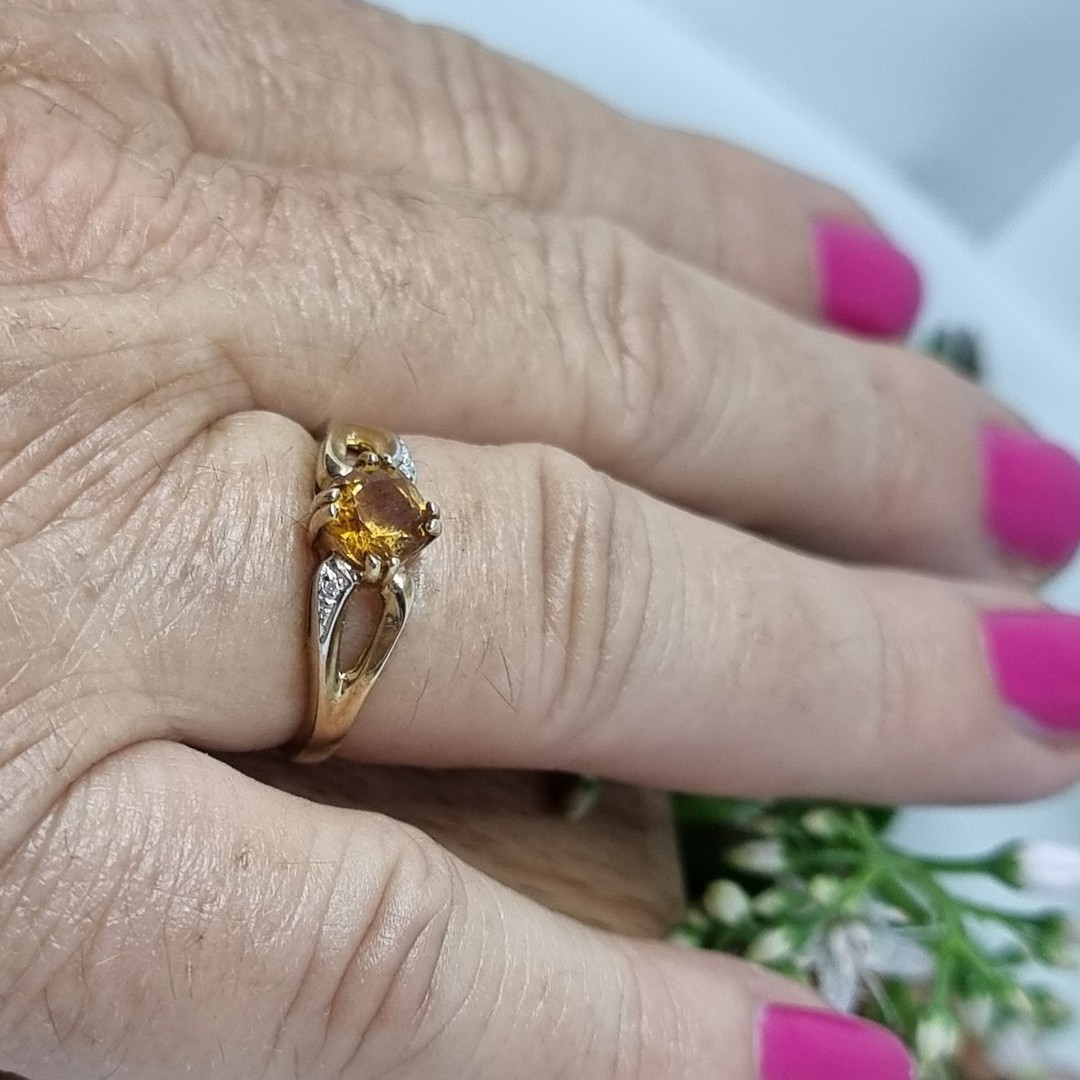 9ct yellow gold citrine and diamond ring image 5
