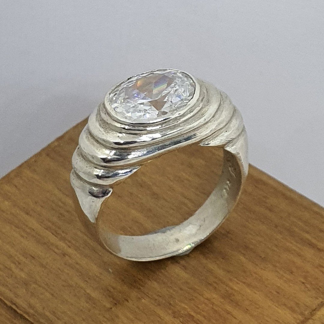 Made in NZ, silver cubic zirconia ring image 0