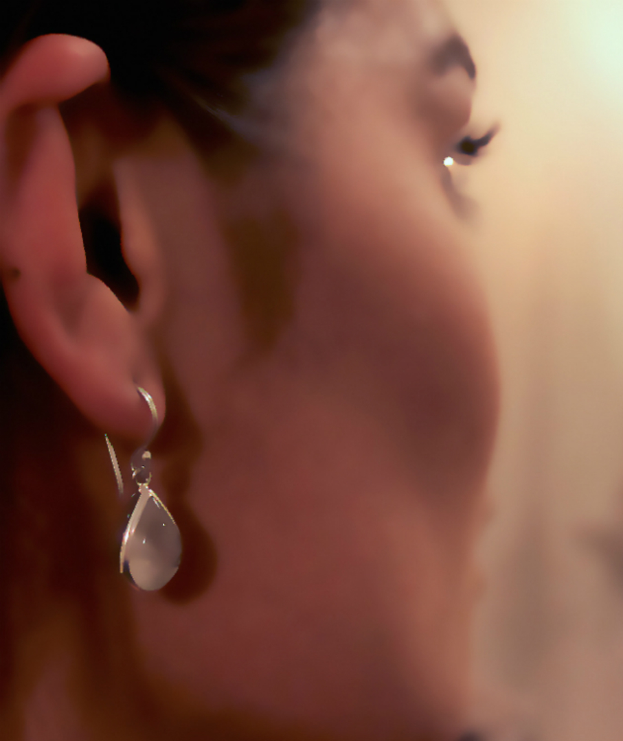 Teardrop moonstone silver earrings, sterling silver image 1