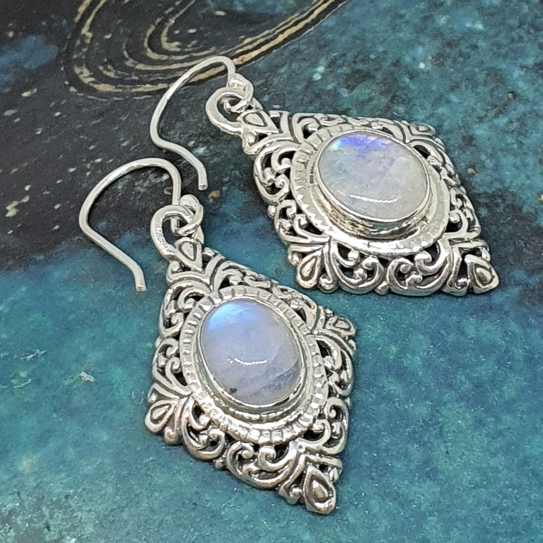 Sterling silver moonstone gemstone earrings image 1