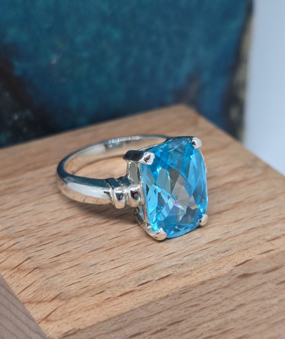 Silver blue topaz ring - NZ made image 2