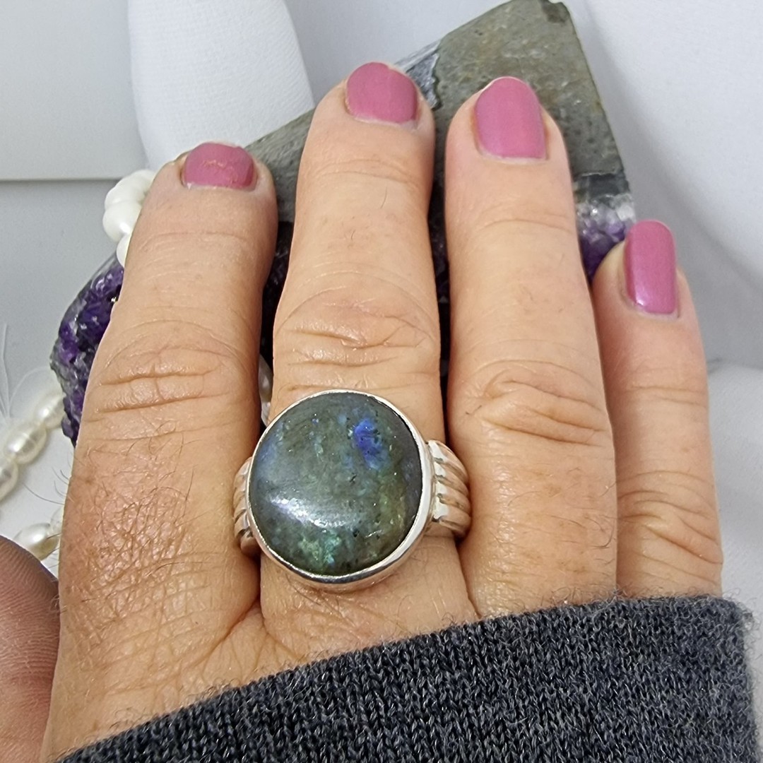 Sterling silver labradorite gemstone ring, made in NZ image 1