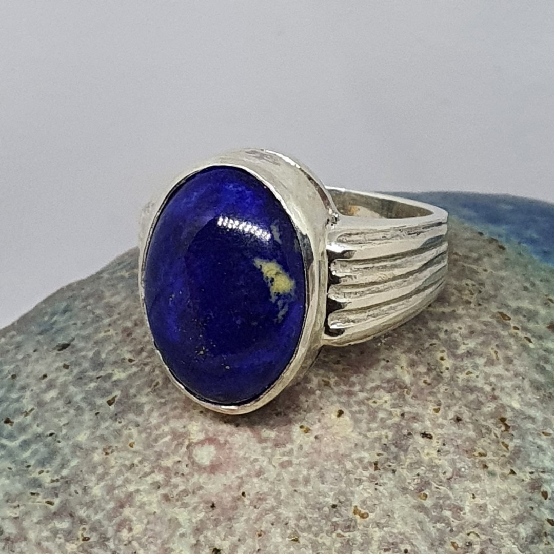 Sterling silver lapis lazuli gemstone ring, made in NZ image 0
