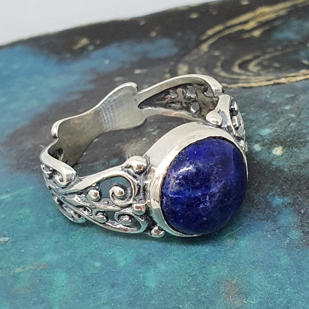 Sterling silver lapis lazuli gemstone ring image 1