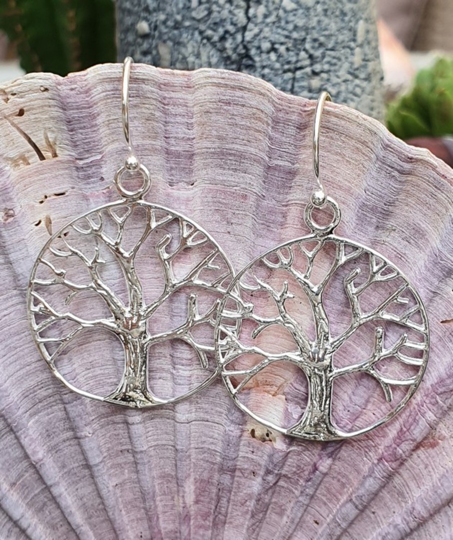 Sterling silver tree of life earrings image 2