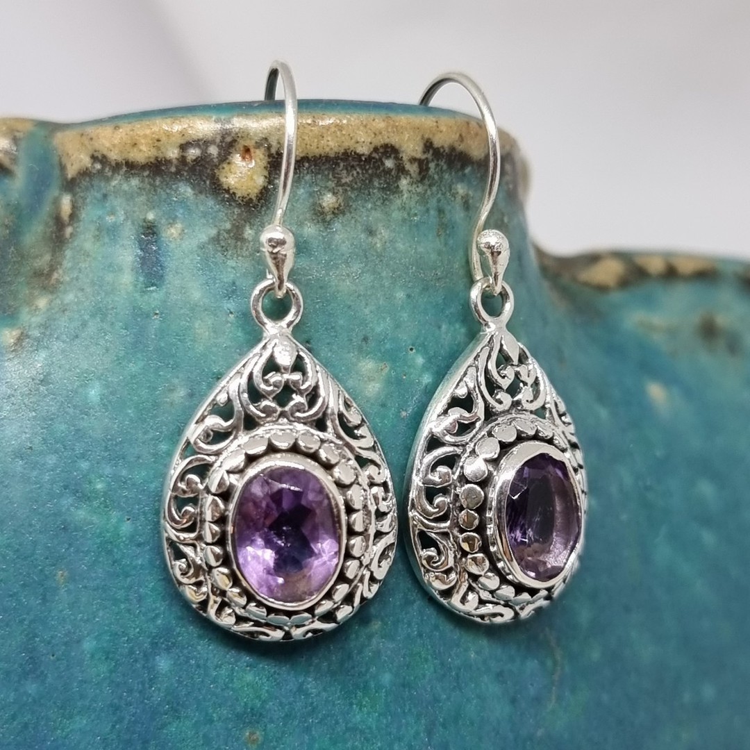 Sterling silver fabulous amethyst earrings image 1