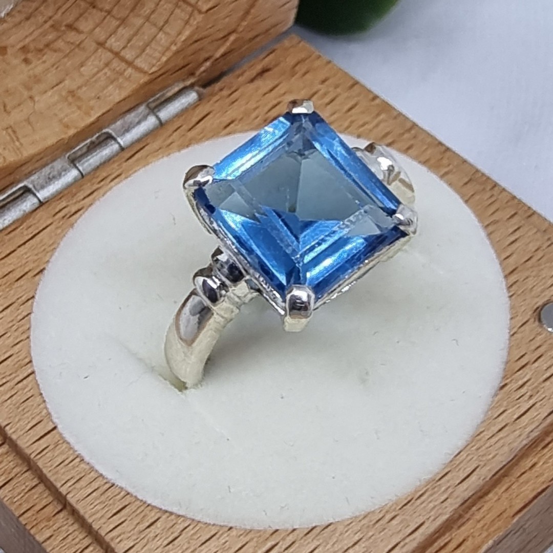 Silver blue topaz ring - NZ made image 3