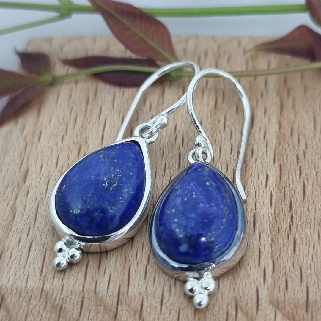 925 Sterling silver lapis lazuli earrings image 1