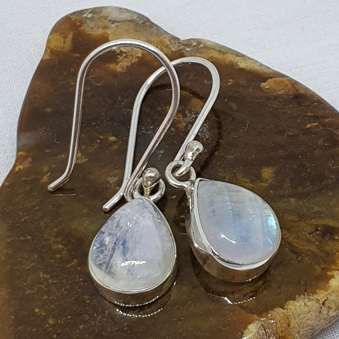 Small teardrop moonstone silver earrings image 1