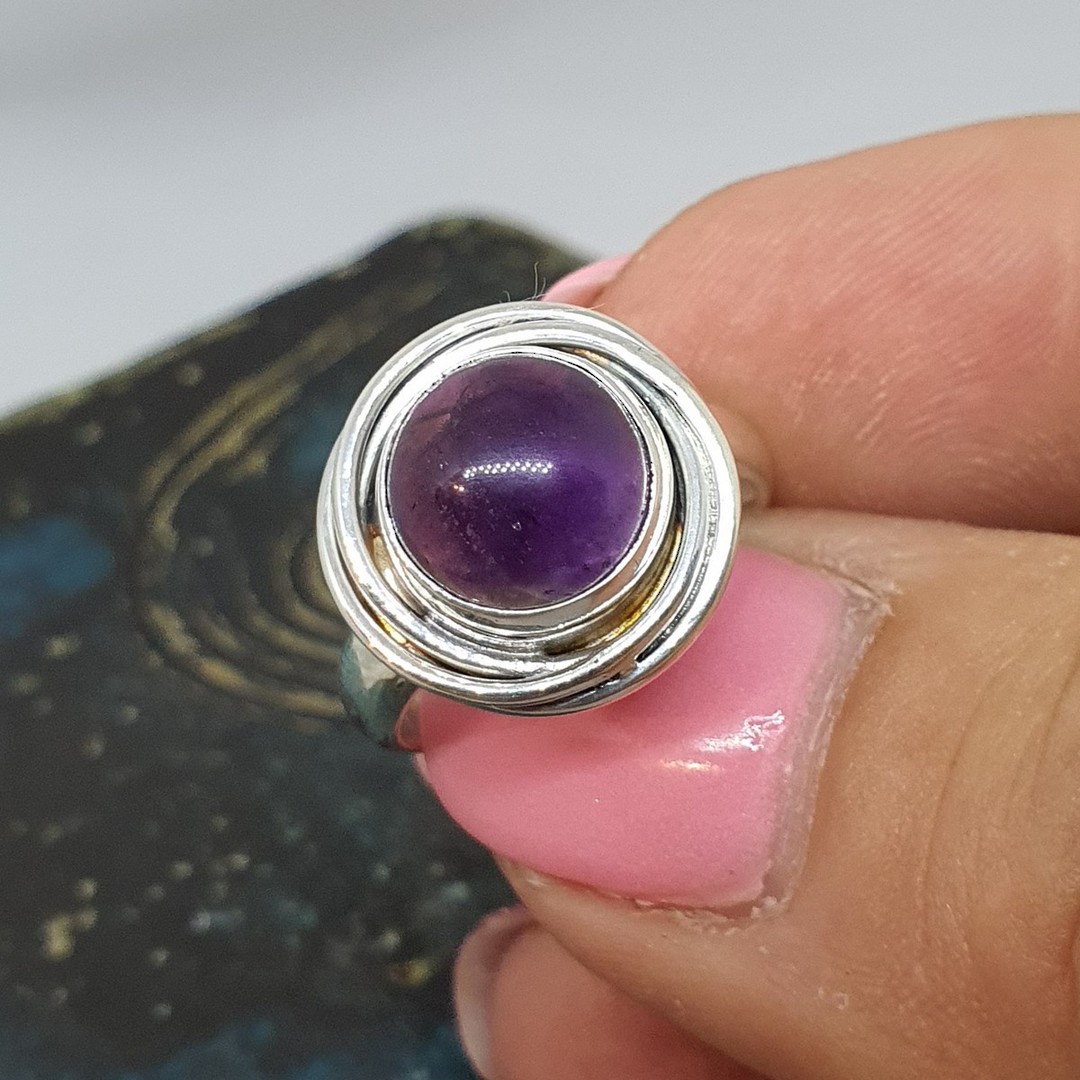 Sterling silver natural amethyst ring image 3