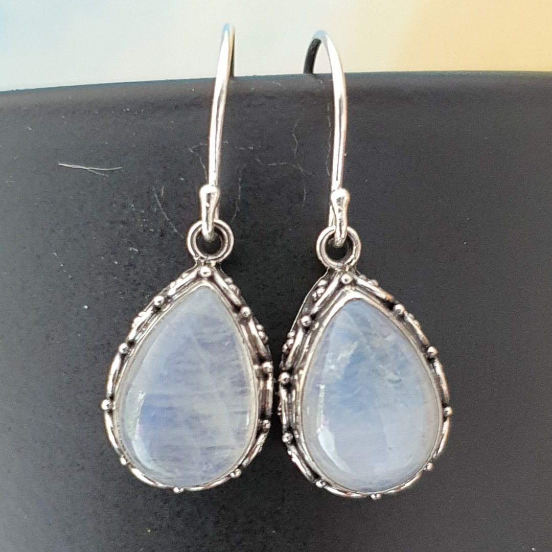 Moonstone earrings with stunning filigree frame image 1