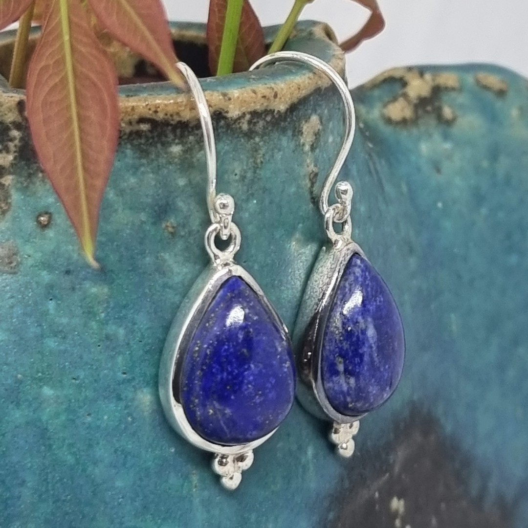 925 Sterling silver lapis lazuli earrings image 3
