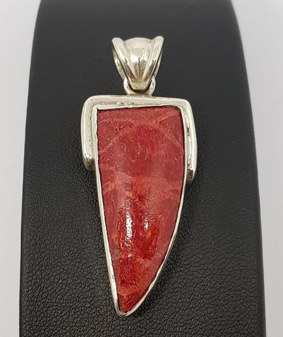 Sterling silver red coral pendant image 1