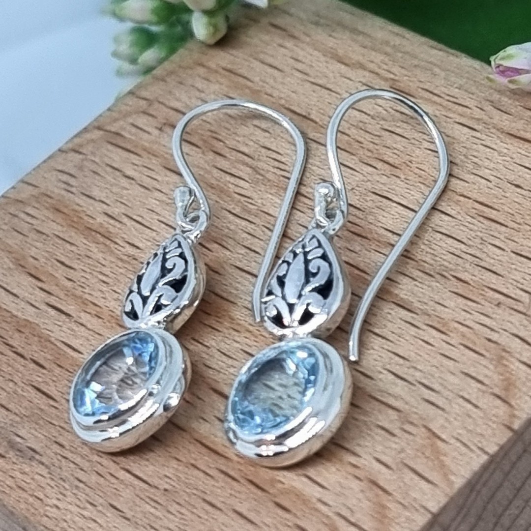 Sterling silver blue topaz earrings image 2