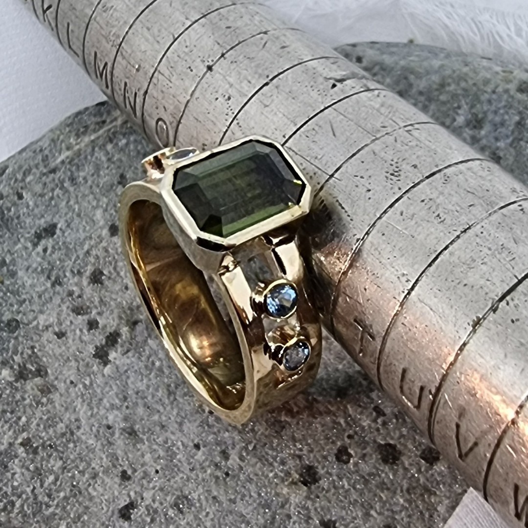 9ct gold tourmaline and topaz ring, made in NZ image 5
