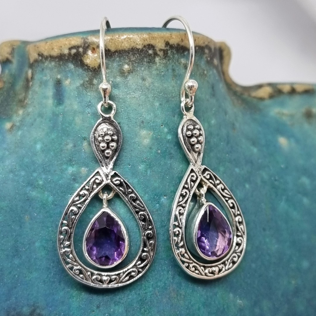 Sterling silver fabulous amethyst earrings image 1