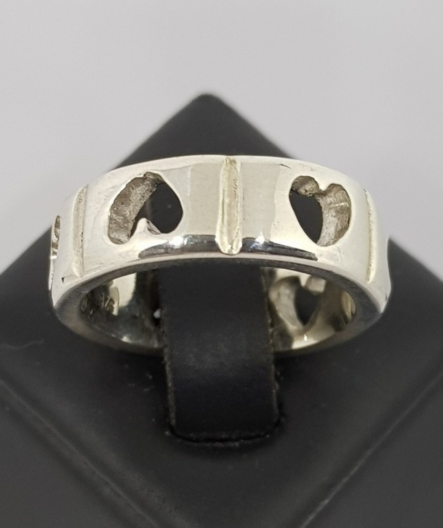 Sterling silver heart ring band, made in NZ image 0