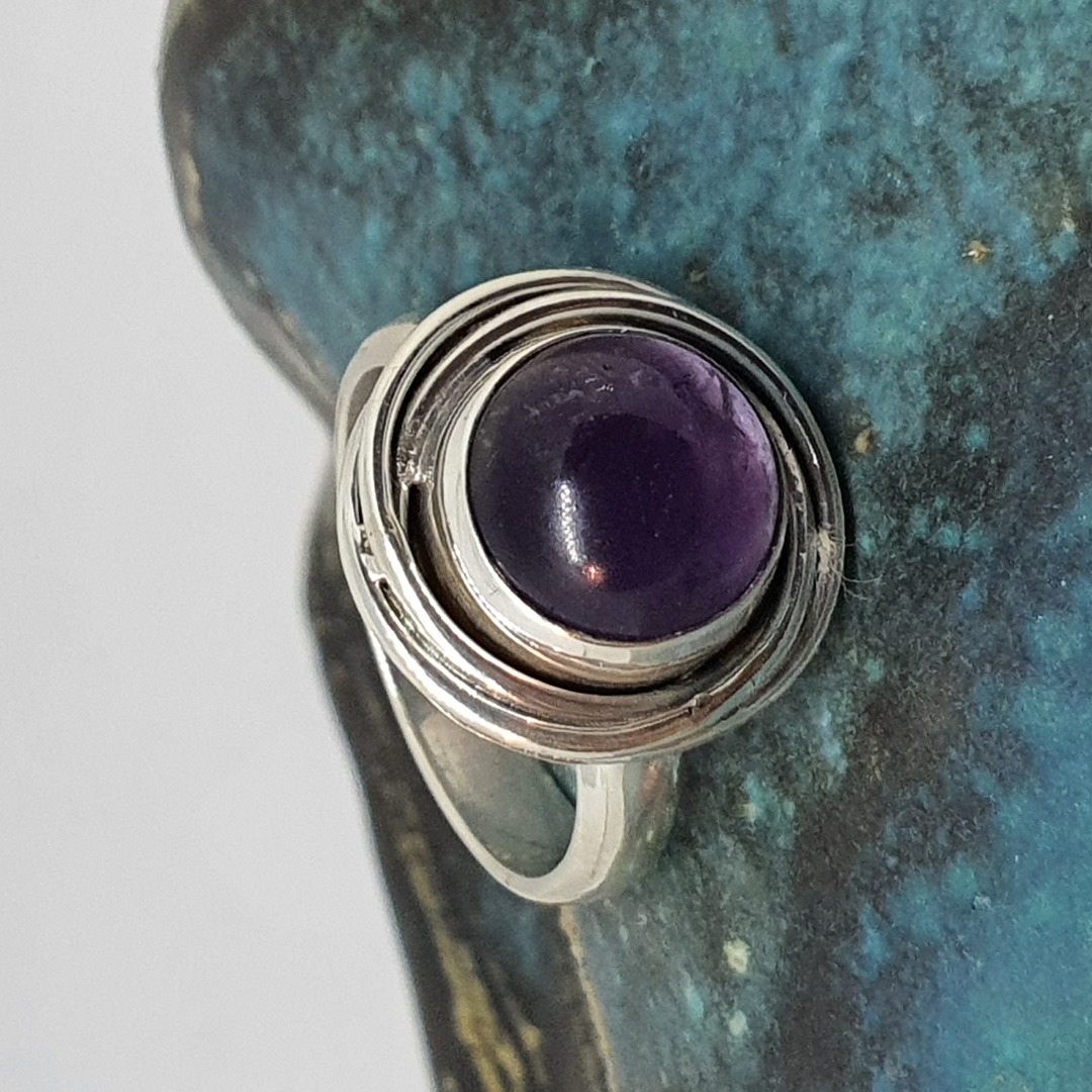 Sterling silver natural amethyst ring image 1