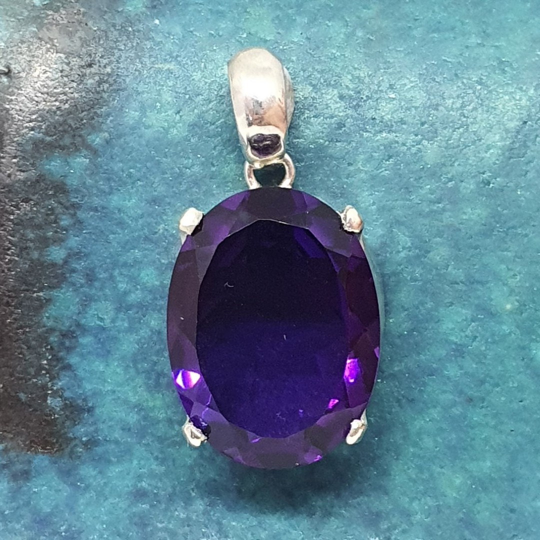 Made in NZ, large oval purple gemstone pendant image 0