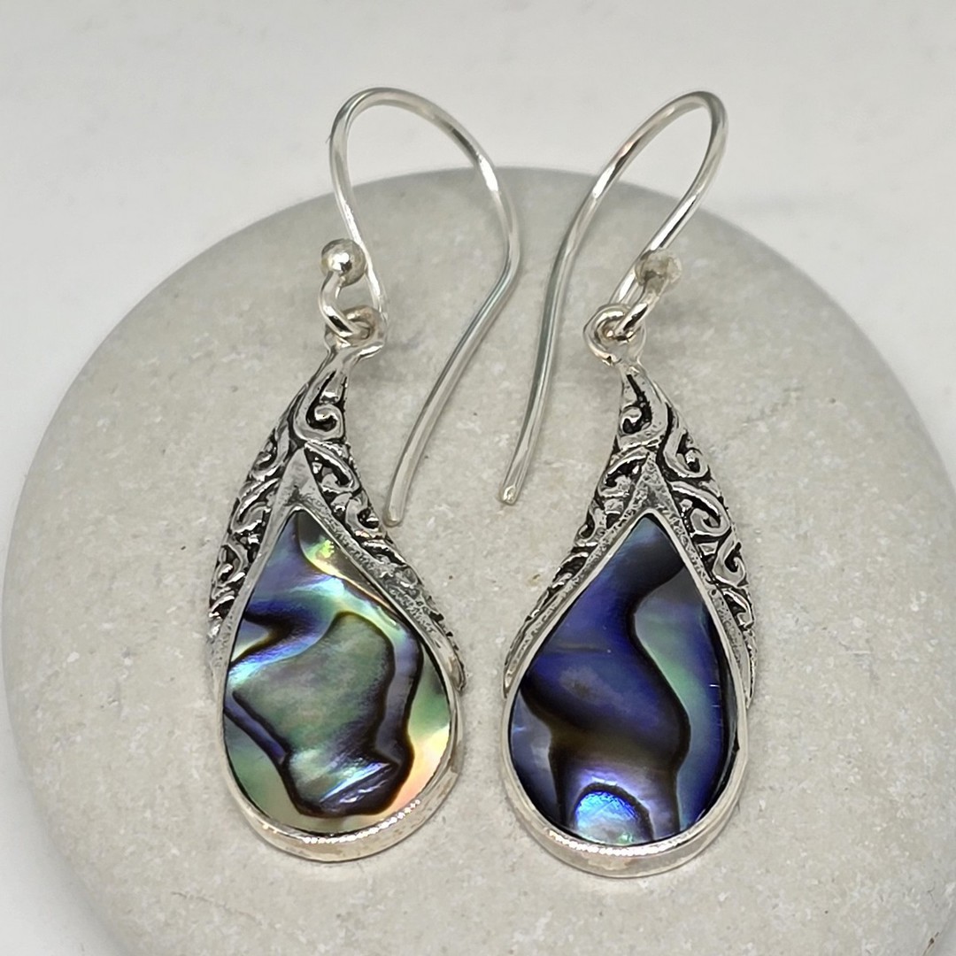 Sterling silver NZ paua earrings image 1