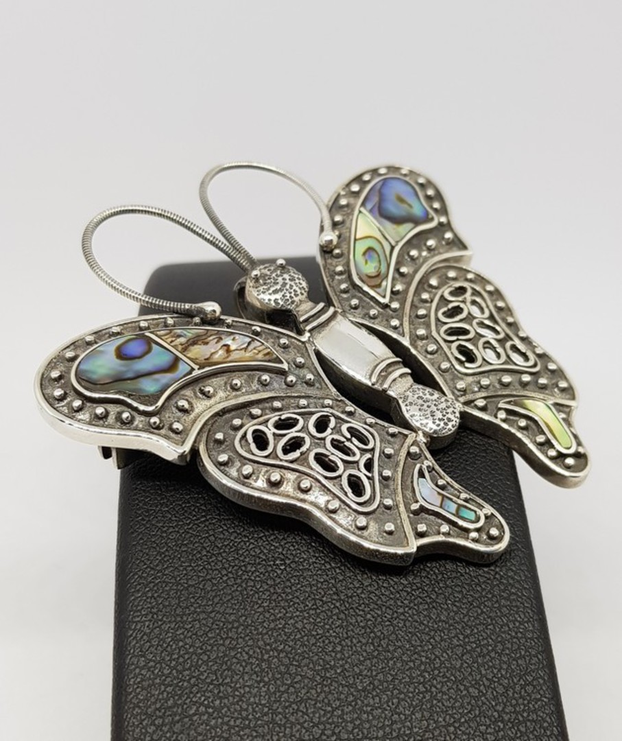 Sterling silver paua shell butterfly pendant/brooch image 2