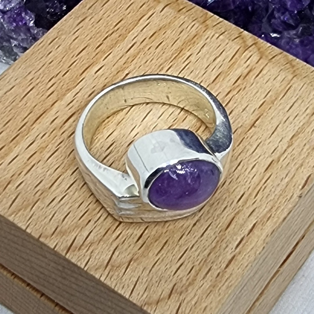 Sterling silver natural amethyst ring, made in NZ image 4