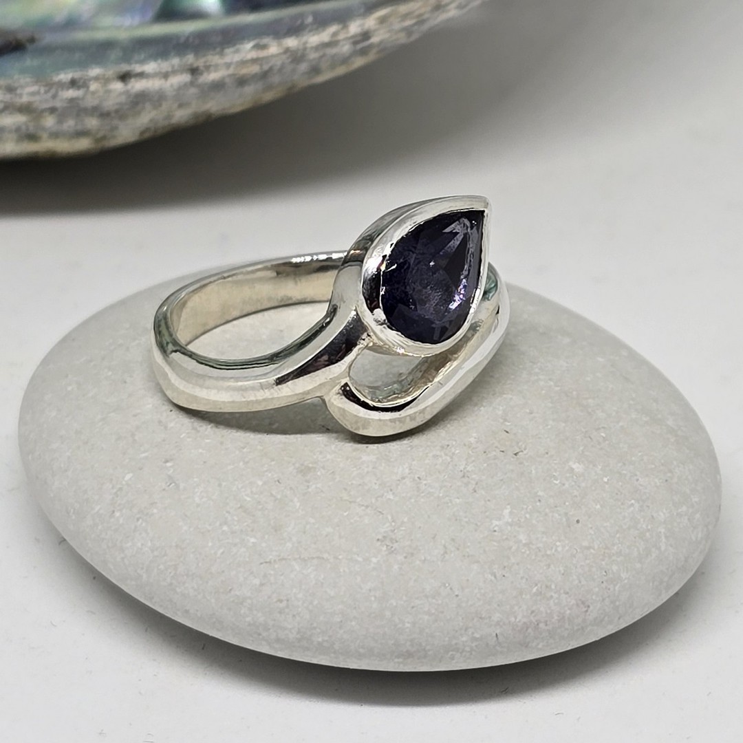 Sterling Silver Ring with Natural Iolite Gemstone image 1
