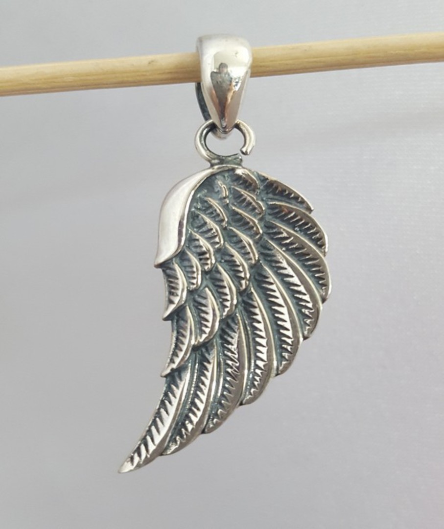 Solid sterling silver angel wing pendant image 2