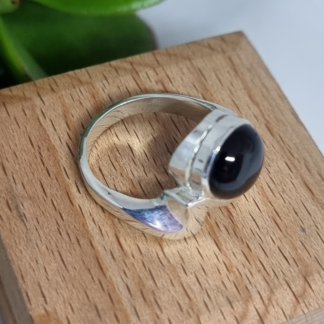 Sterling silver onyx ring - made in NZ image 1